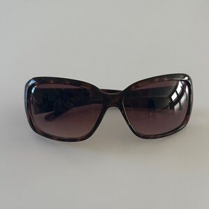 2000s Brown Tortoise Shell Sunglasses with Gold Detail